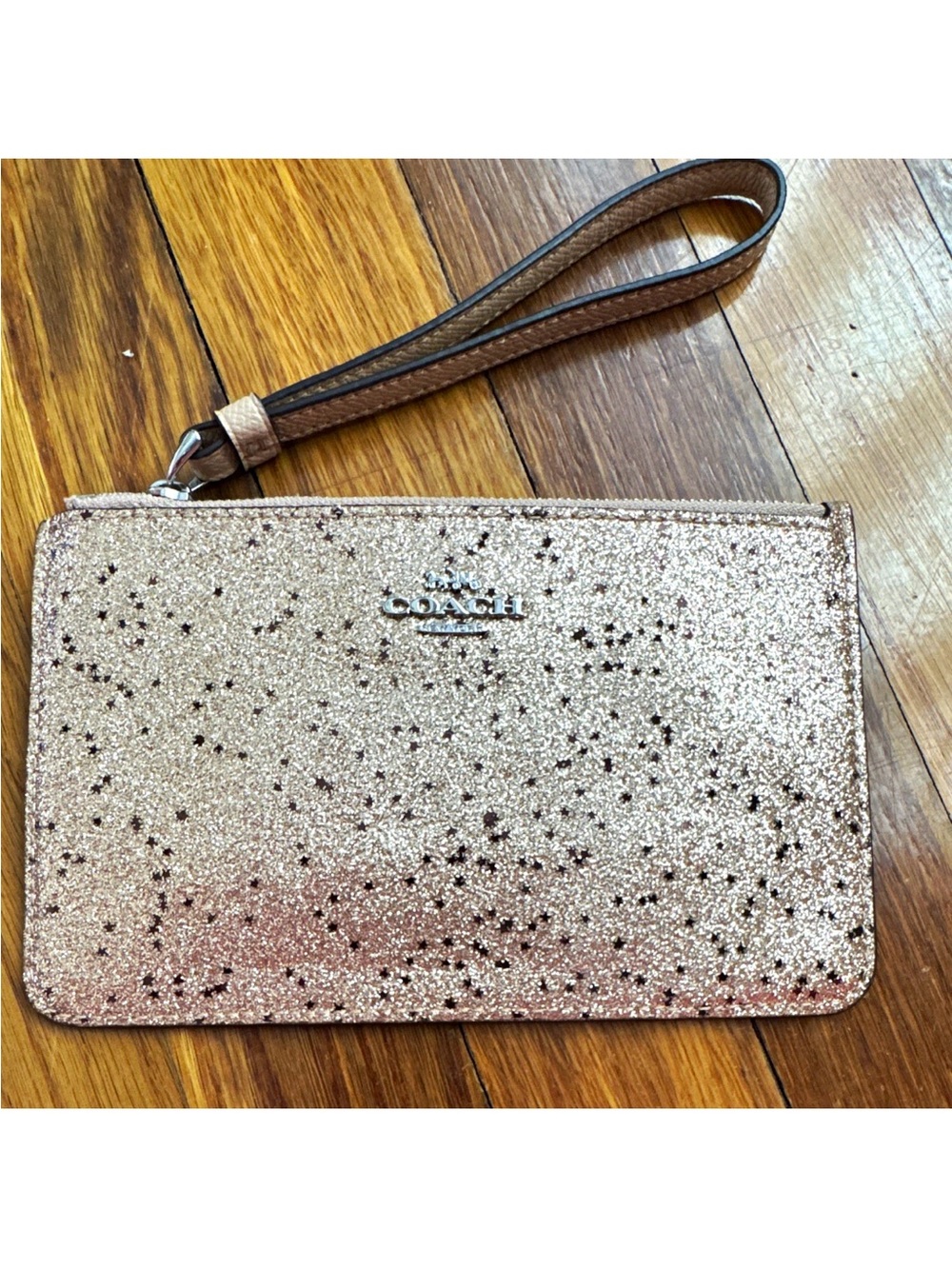 Coach Glitter Stars Wristlet Phone Case in Gold